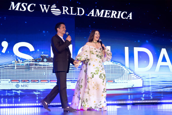 Orlando Bloom e Drew Barrymore (Foto: MSC Cruzeiros)