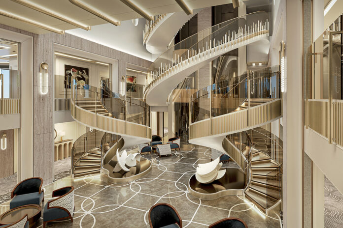 Starlight Atrium do novo navio Seven Seas Prestige
